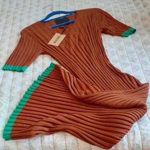 No.6 Jasper Ribbed Dress in Tobacco Rayon Knit